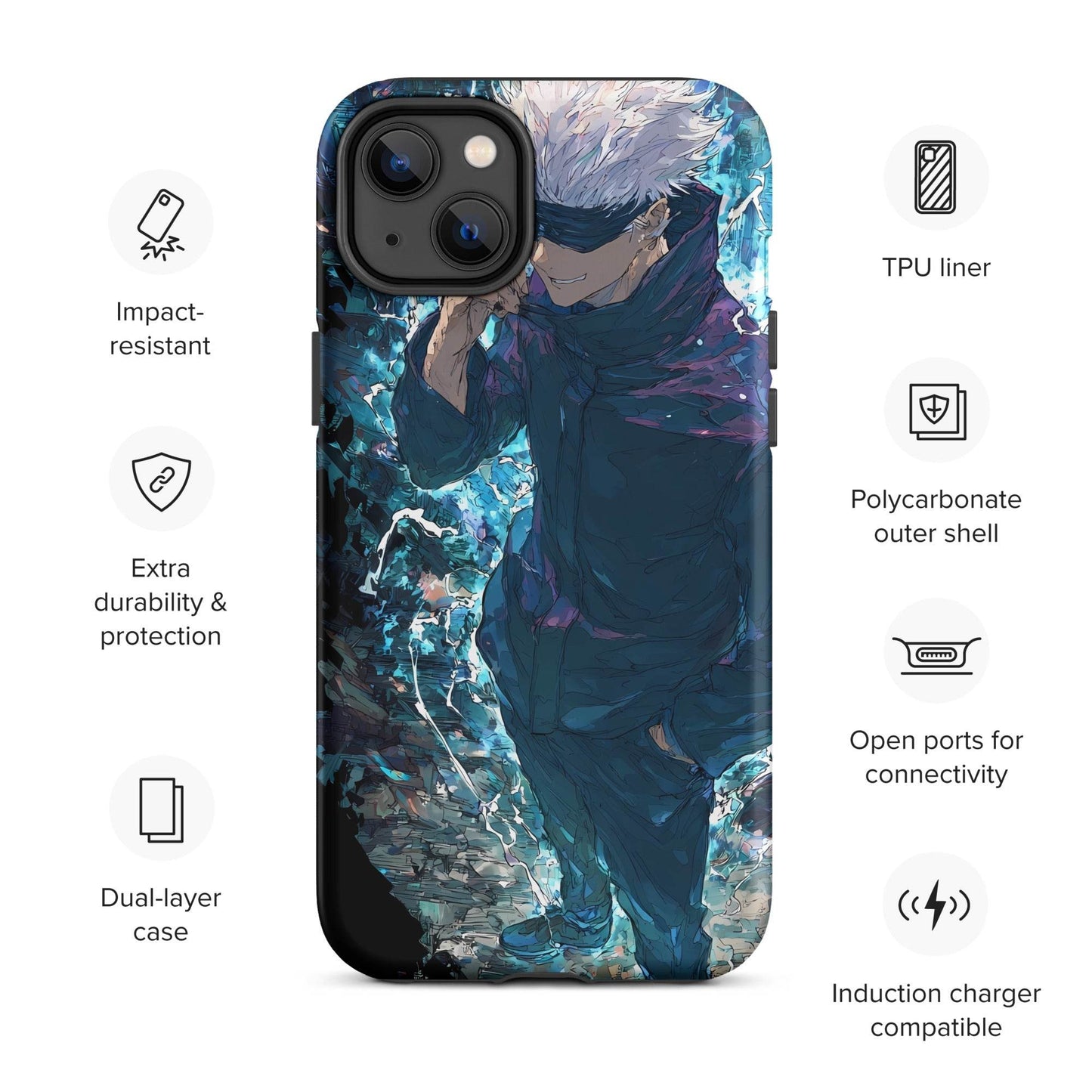 Gojo Satoru Tough Case for iPhone, Jujutsu Kaisen Anime Fan Art - Chromavolt